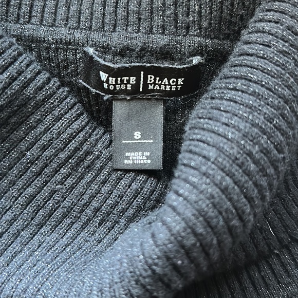 Sparkly black ripped cowl neck ribbed sweater - Picture 3 of 3